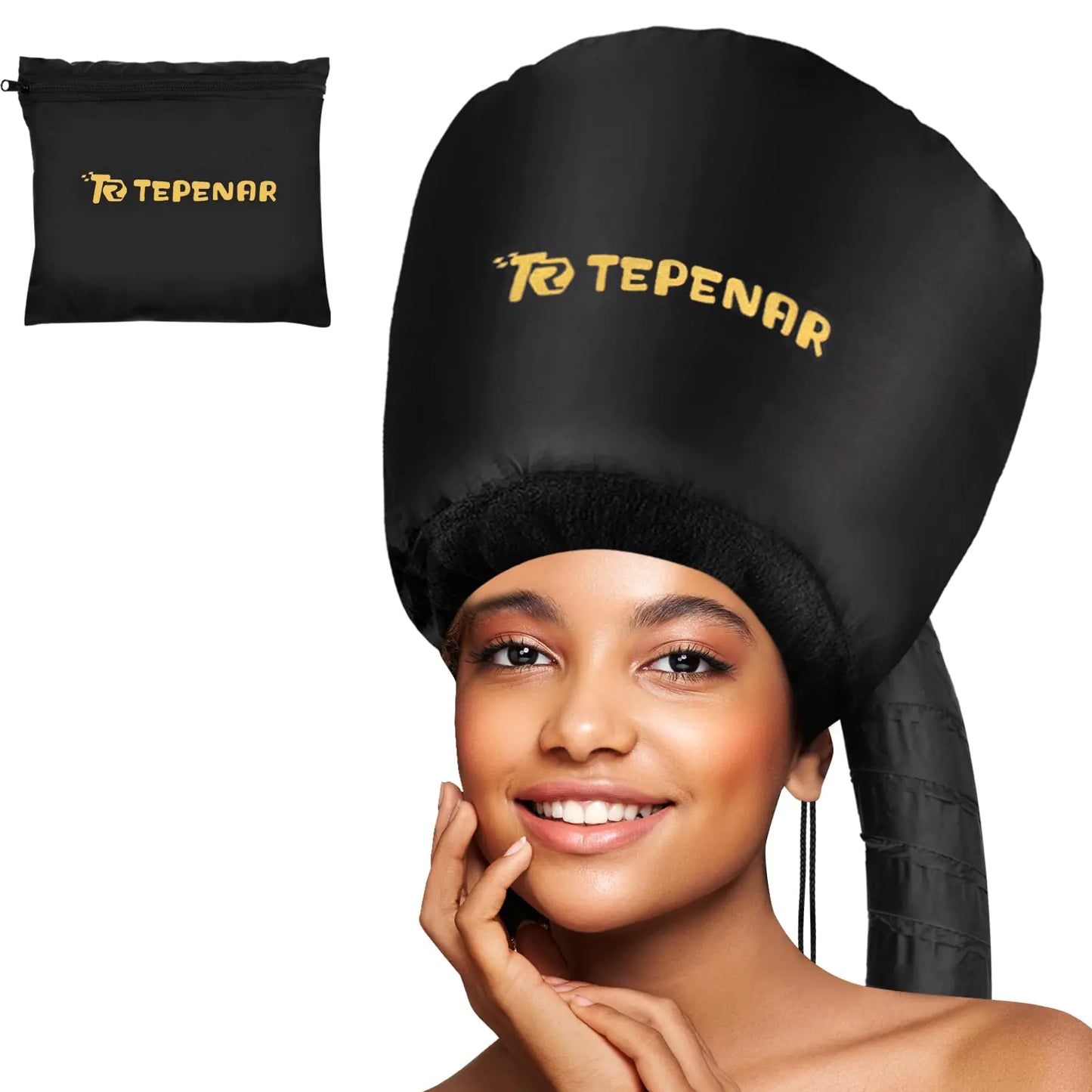 TEPENAR Hair Dryer Bonnet - Upgraded Extra Large Soft Adjustable Hooded Cap for Fast Hair Styling and Care